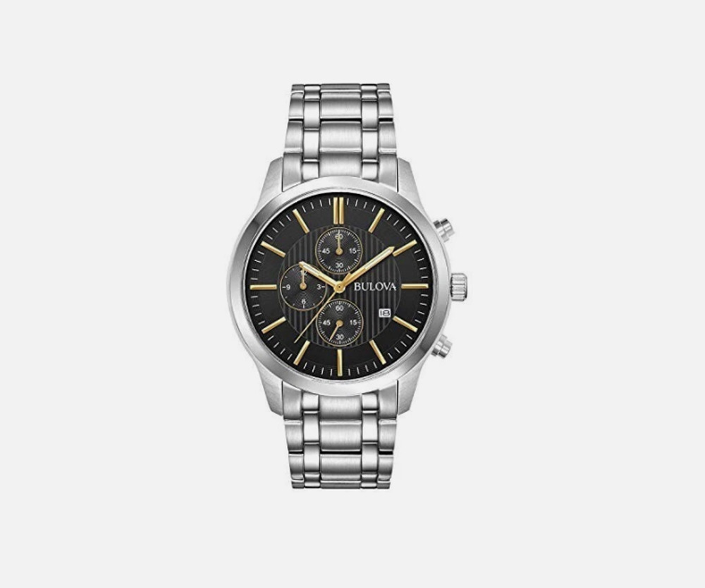 Bulova Men's Chronograph Date Silver Stainless Steel Quartz Watch 43MM 96B305